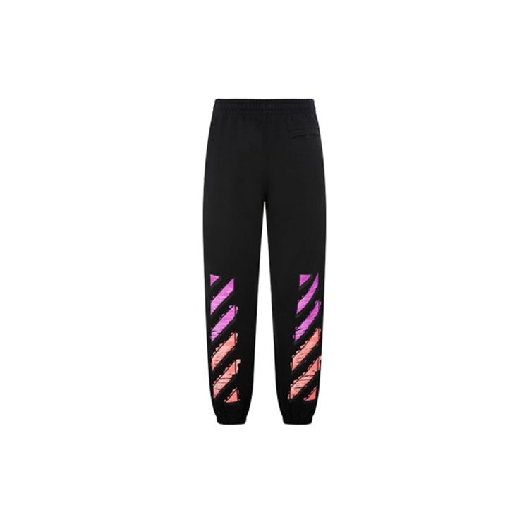 Off-White FW21 Colored Letter Logo Print Casual Knit Sweatpants Men Bottoms Black OMCH029R21FLE0011032-1