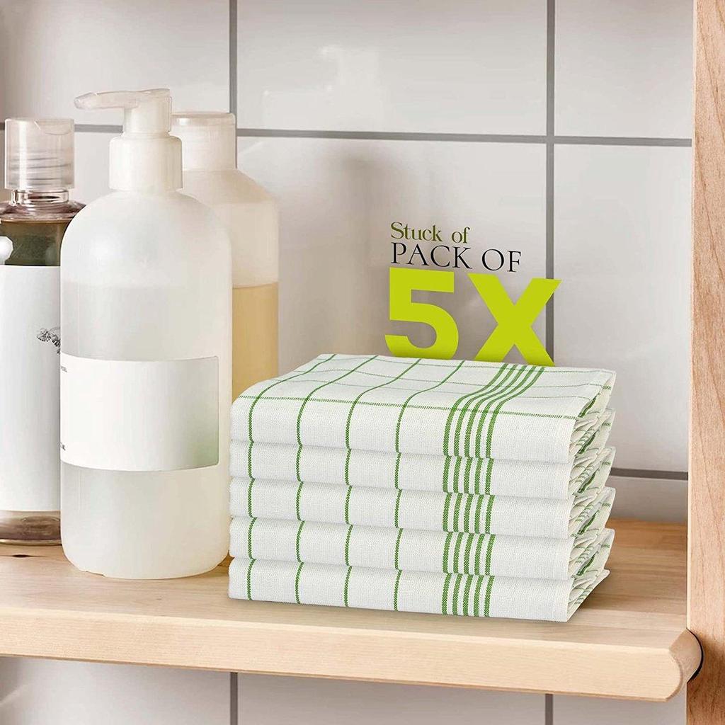 6/12Pcs Kitchen Towels, HOOHNICE, Classic Plaid Dish Towel Scouring Pad
