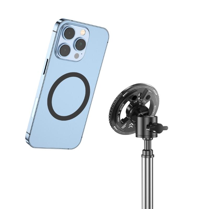 Universal Magnetic Phone Adapter With Cold Shoe Mount 1/4Inch Thread For Camera Tripod Bracket Aluminum Alloy Phone Holder