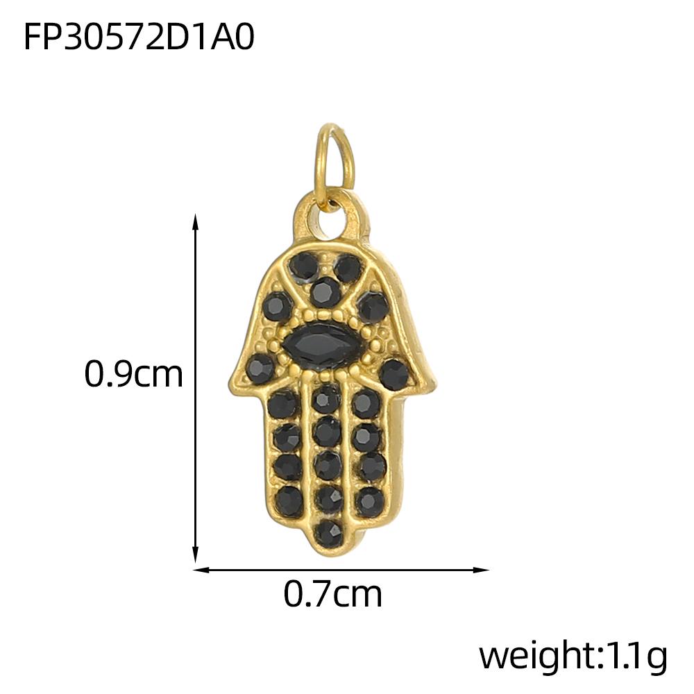 CARLIDANA Vintage Popular Pendant Hollow Charms Stainless Steel Gold Plated Heart Palm Zircon Evil Eye Charms for Jewelry Making
