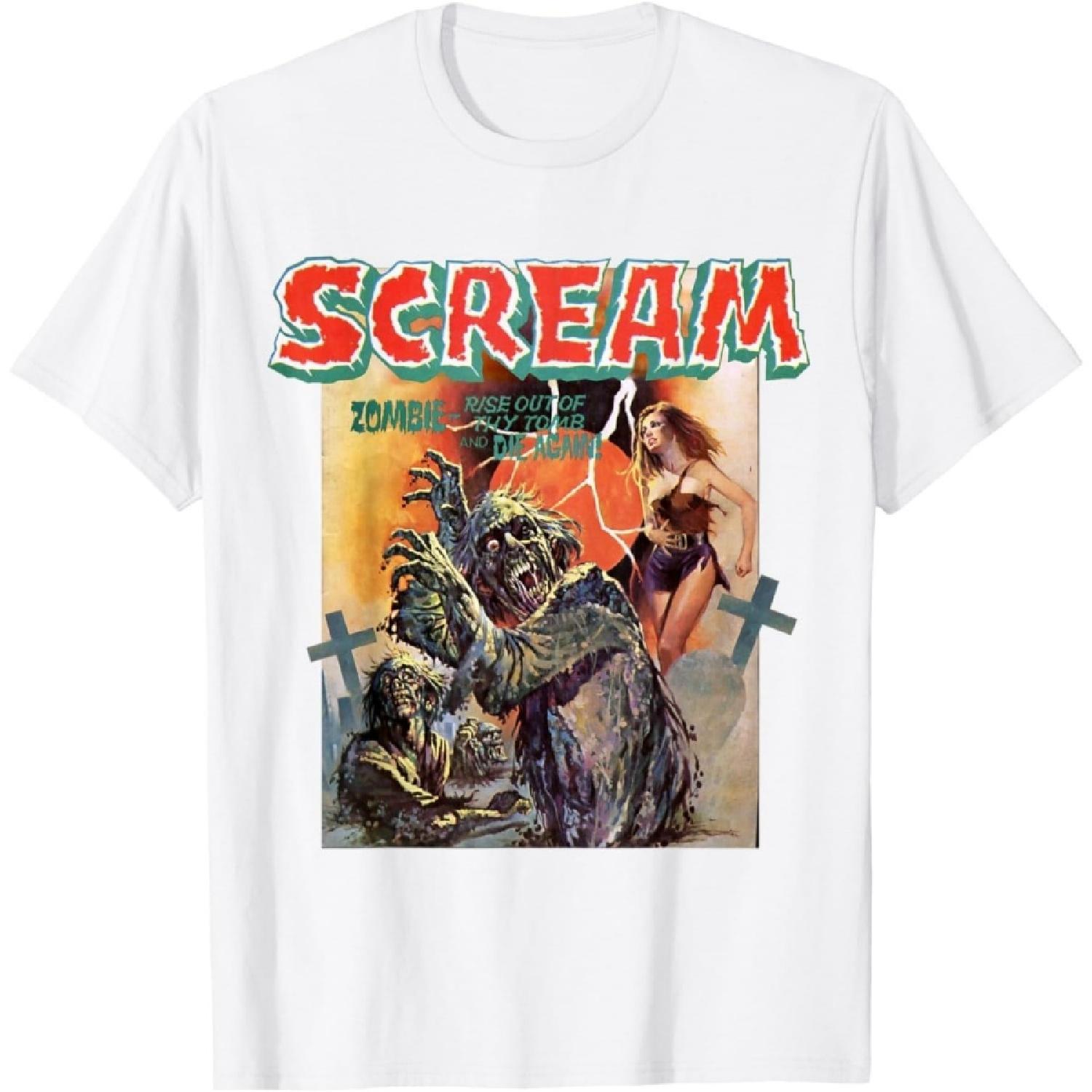 

EYDE Zombie Tee Vintage Movie Horror Poster Comic Book Graphic T-Shirt(1) XXXXXL білий