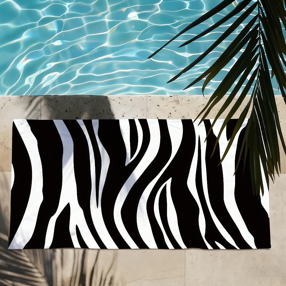 Black White Print Zebra Anime Towel Quick Drying Beach Towels Are Suitable For Swimming Pools Camping Yoga And The Gym