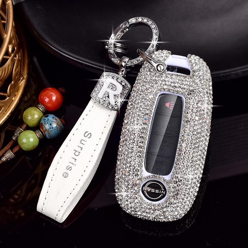 Women's Diamond Car Key Cover for Nissan 14th Gen Sylphy, Qashqai, Teana, X-Trail, Tiida, Murano, Terra