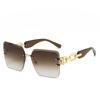 Square Frameless Sunglasses Chain Glasses Leg Glasses Fashionable Sunglasses Women'S Uv Resistant Sunshade Glasses