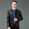 Spring New Sheepskin Single Leather Jacket for Young and Middle-aged Men with Velvet Short Lapel Solid Color Soft Leather Jacket