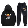Men's Plus Velvet Hoodie Set Two Piece Anime One Casual Sports
