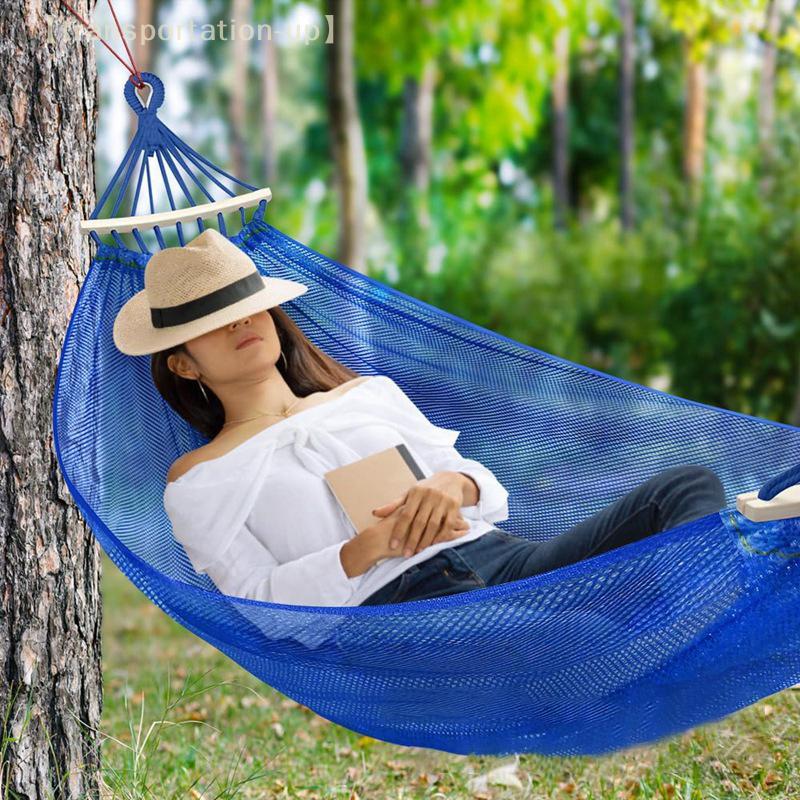 Outdoor Portable Camping Swing Ice Silk Hammock Sturdy Thickened Nylon Mesh Hammock Breathable Garden Hanging Swing