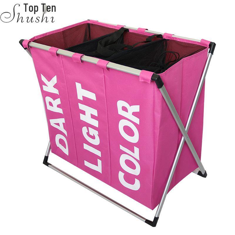 Shushi Oxford Cloth Waterproof Laundry Basket with Compartments and Foldable Design
