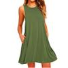With  Solid Color Sleeveless Loose Dress Women O Neck Mini Causal Dress Office Club Party Vestidos