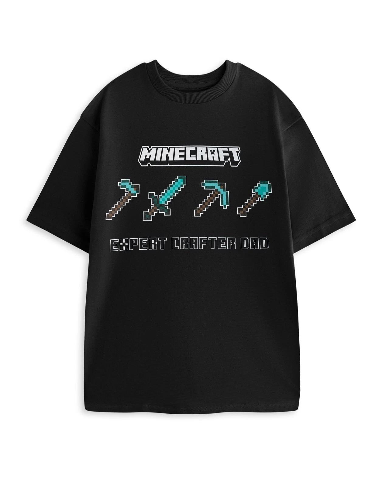 

Minecraft Black Expert Crafter Dad Short Sleeved T-Shirt Mens 3XL