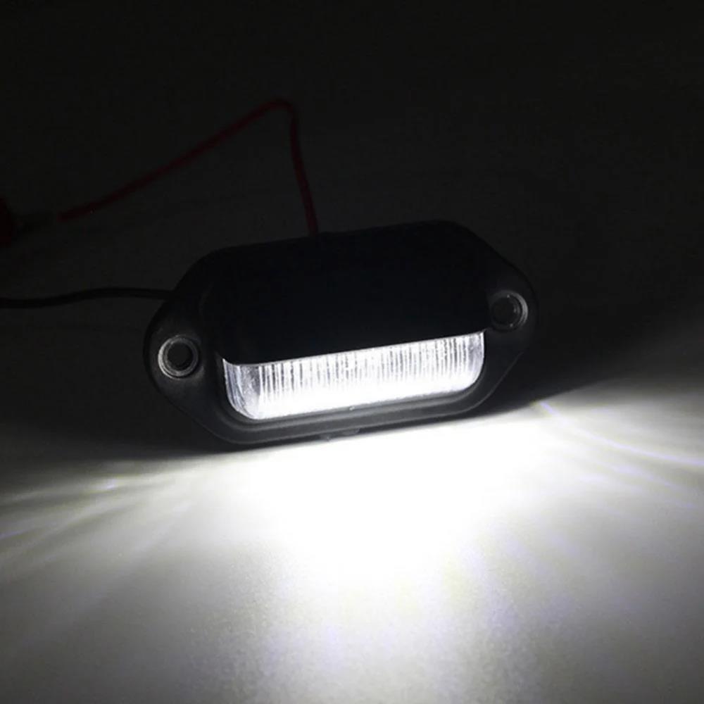 2PCS 6 LED Car License Number Plate Light For SUV Truck Trailer Van Tag Step Lamp White Bulbs Car Products License Plate Lights License Plate Lights