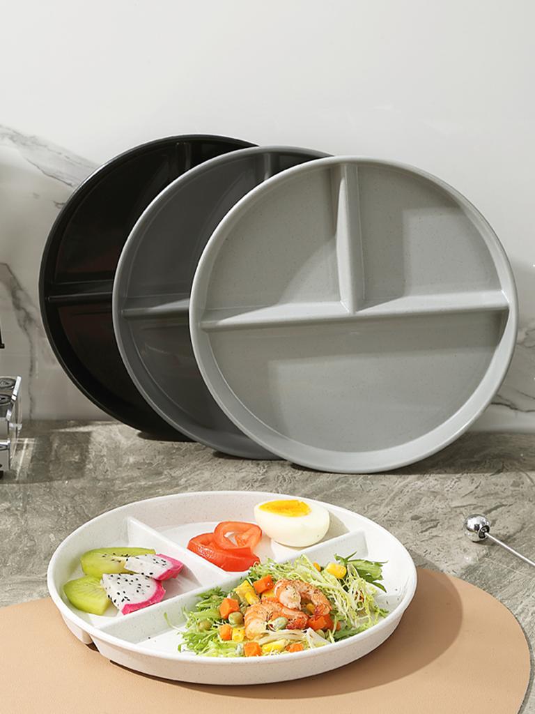 Plastic Dinner Dishes Round Divided Plates Microwave Safe Dessert Fruit Salad Serving Tray Kitchen Dinnerware Food Tray