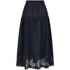 Women's Elastic Waist Cutout Hem A-Line Midi Skirt