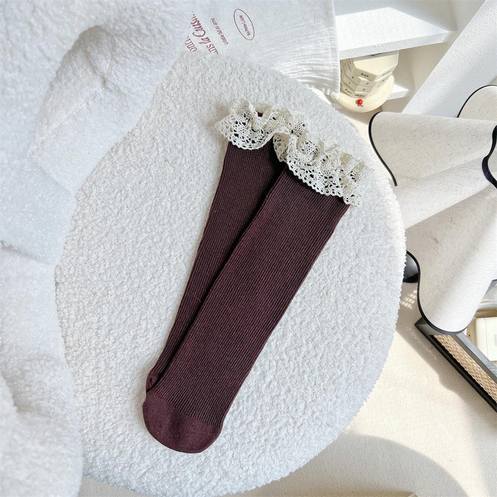 

Носки Ankara Red Lace Socks, детские, трендовые, ретро, с двойной иглой, с завязками, женские, средней длины, носки Mori Stacking Socks One Size кофейный