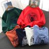 Boy's Cartoon Pure Cotton Hoodie T-shirt for Spring and Autumn New Style, Loose and Versatile Casual Top for Children, Medium and Large Size