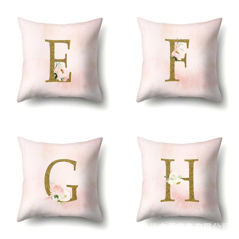 Polyester Pillowcase Home Fantasy Watercolor Print Pillowcase 26 English Letter Cushion Cover