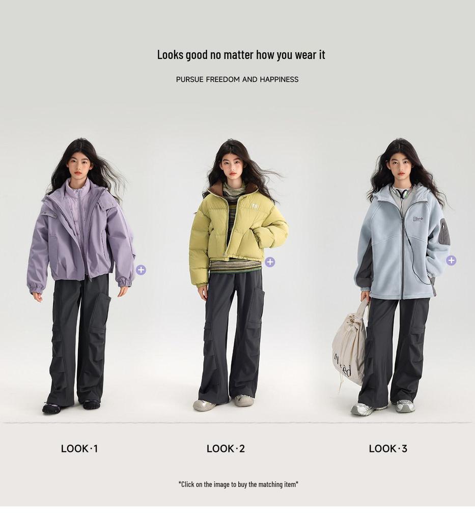 Gefütterte Mädchen- Cargohose - Herbst/Winter, Gerades Bein, Warm, Große Taschen