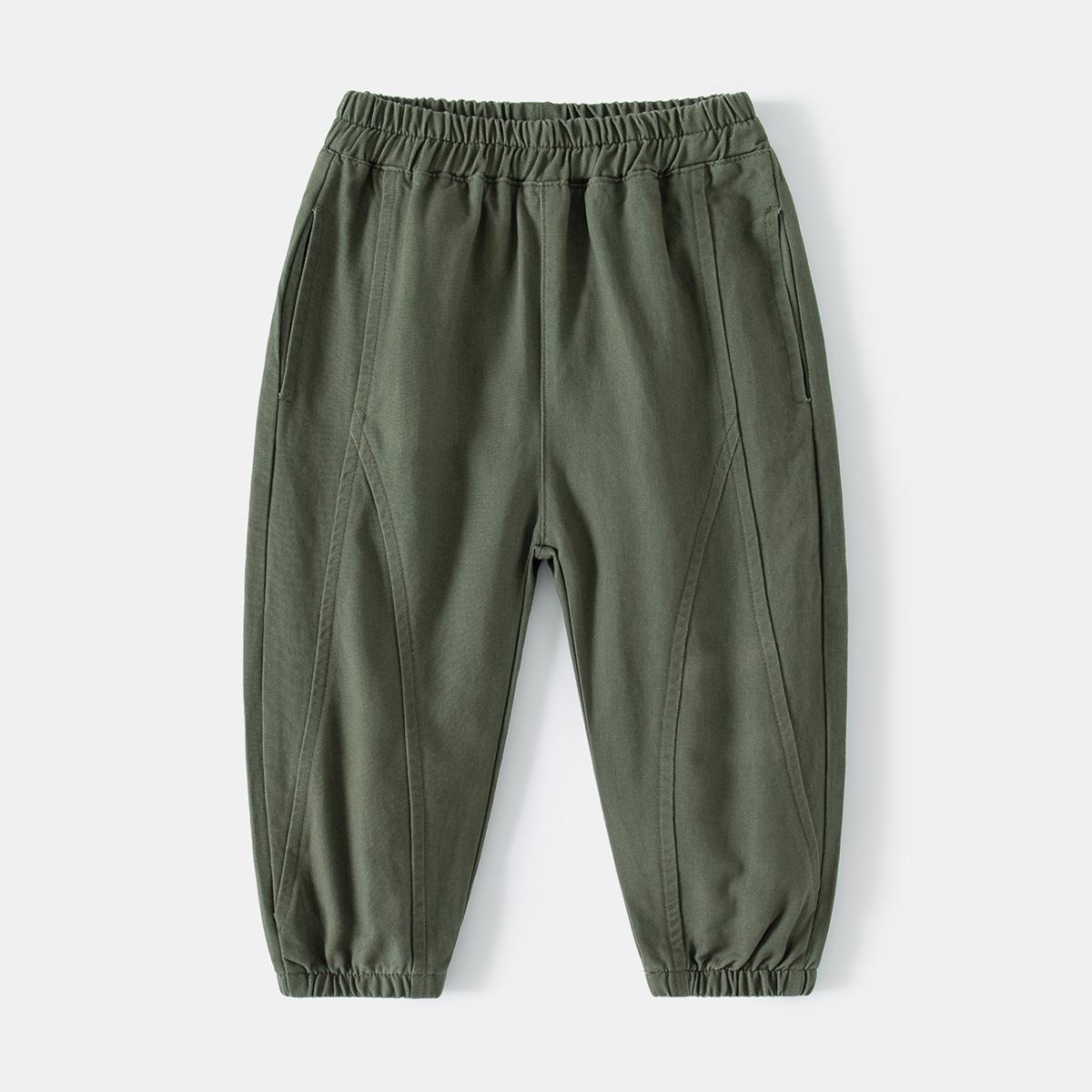 

Spring new boys casual pants elastic waist leggings boys trousers solid color Harlan single trousers 130cm