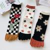 3 Pairs of High Beauty Mid Tube All Season Trendy Versatile Women's Five Toe Socks Sweet Retro Breathable Fashionable Socks
