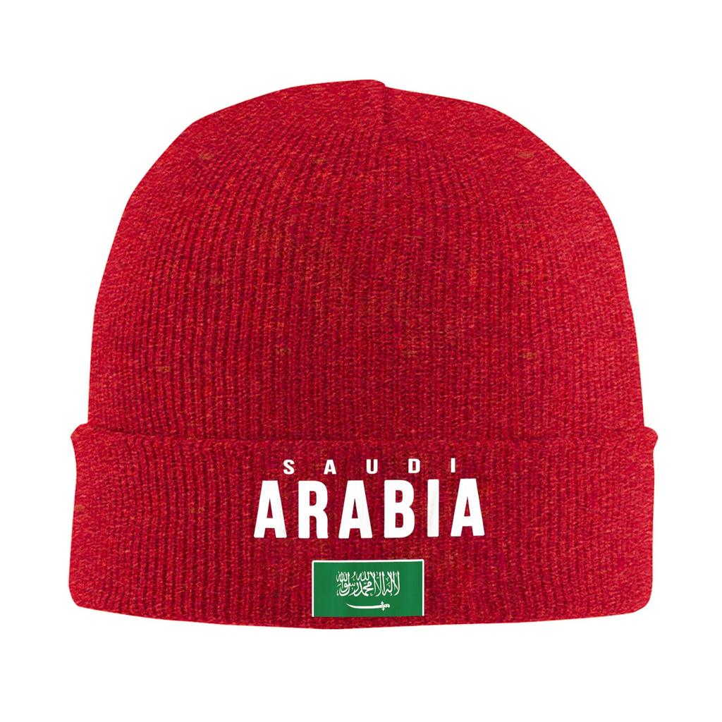 Saudi Arabia Saudi flag Knit Hat Y2K Cool Caps Unisex Adult Gym Beanie Hats Winter Graphic Elastic Bonnet Hats