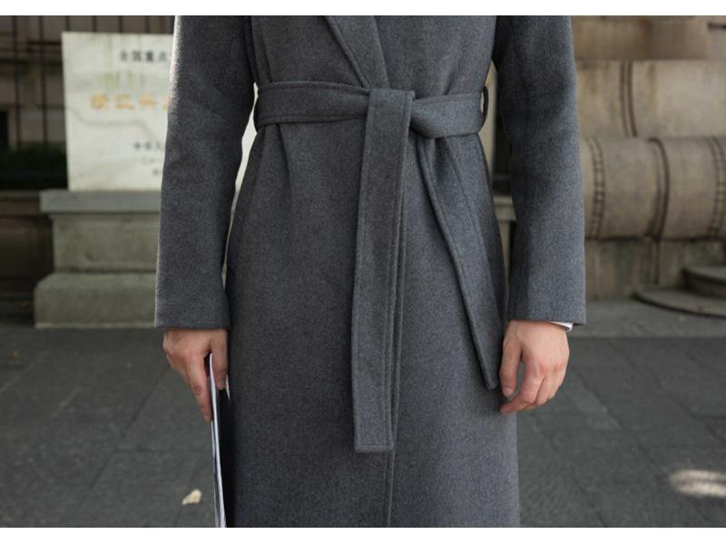 Men's Plus Size Cashmere Business Casual Double-Faced Long Wool Trench Coat
