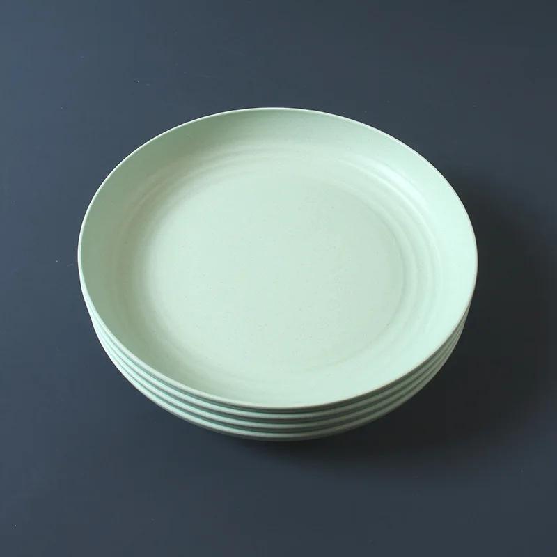 LMETJMA 4Pcs Lightweight Wheat Straw Plates Unbreakable Reusable Dinner Dishes Set Dishwasher & Microwave Safe JT93