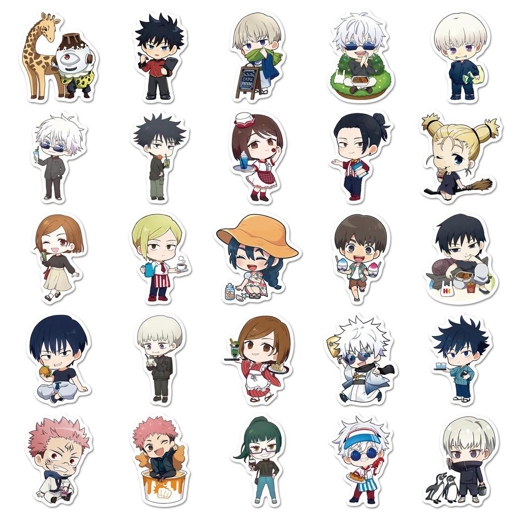 50 Jujutsu Kaisen Anime Stickers: Cartoon Collection for DIY, Storage Box, and Refrigerator Decor