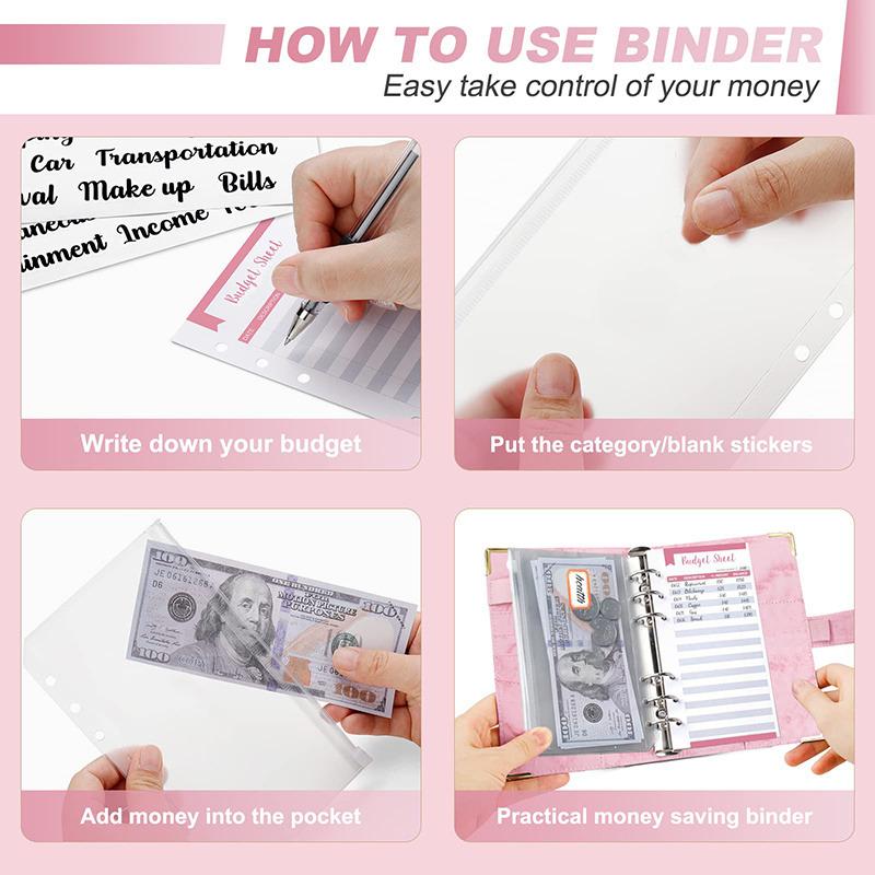 Portable A6 Cash Envelope Budget Notebook With 6 Holes Loose Leaf Binder For Saving Money Financial Management Planner