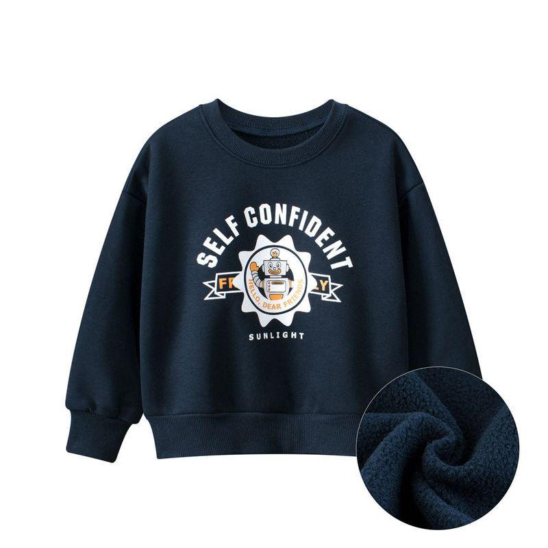 27Kids Autumn and Winter Children s Clothing Kidsren s Fleece Sweatshirt Boys  Fleece Pullover Baby Robot Clothes K2709 Noble Blue 140