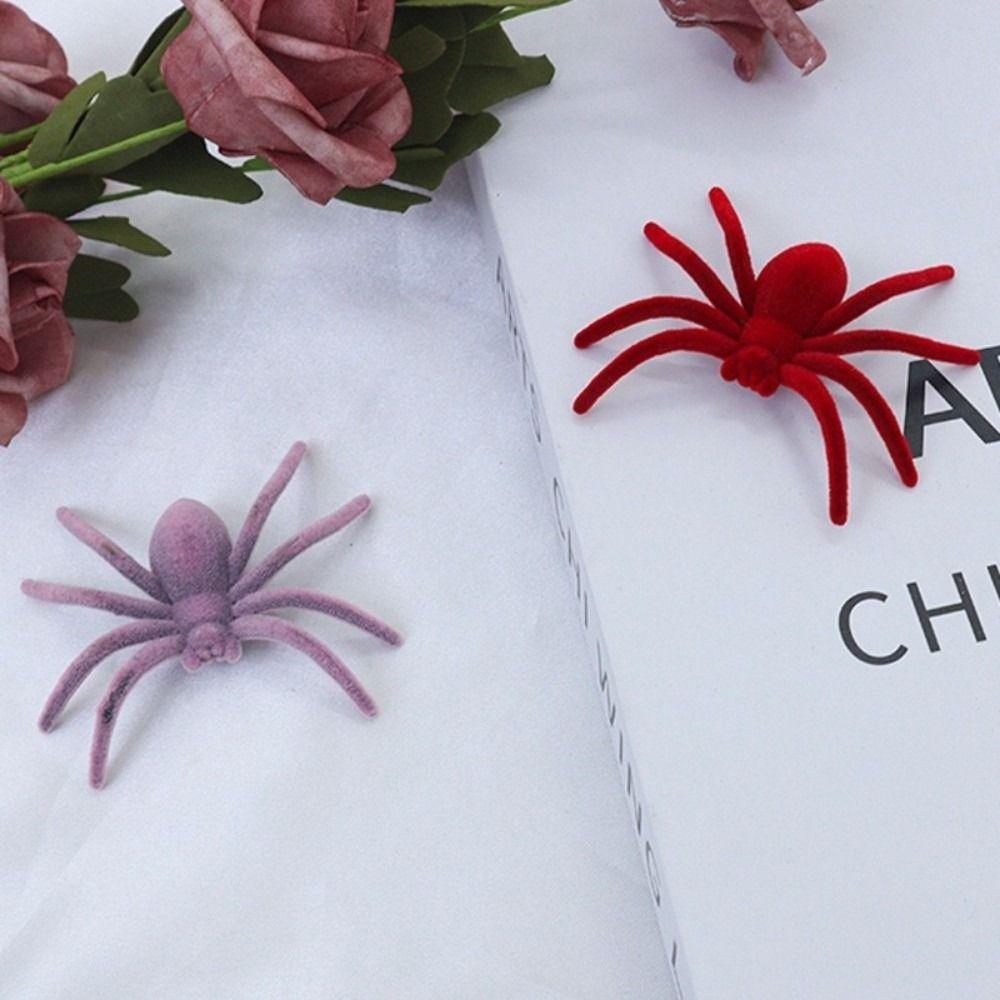 10PCS Mini Fake 3D Spider Toy Simulation Artificial Spider Halloween Plush Spider Carnivals