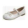 Korean Version of Flat Bottom One-word Mary Jane Small Leather Shoes Women's 2025 New Summer Square Head Pleated Bow Versatile Single Shoes