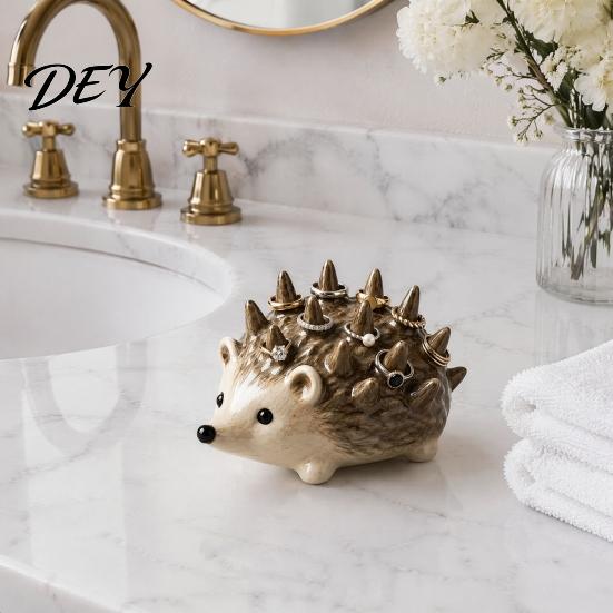 Niche Jewelry Accessory Hedgehog Ring Holder, Cute Resin Organizer for Rings, Waterproof Animal Birthday Presents Girlfriend Storage Vanity