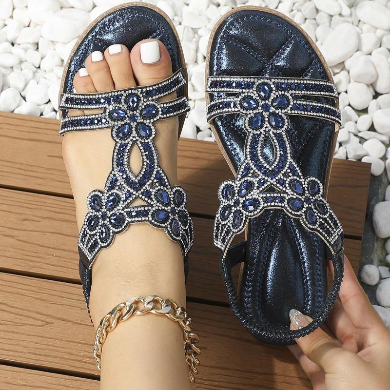 Nuove scarpe comode da donna sandali piatti con strass sandali casual grandi dimensioni cavi