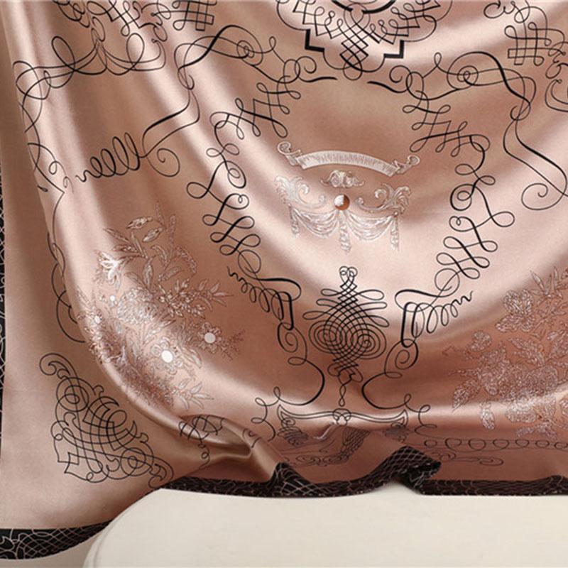 Všestranný hedvábný šátek Ženy Velký šátek Květinový potisk Stoles Čtvercový šátek Luxusní šátek Dámský nákrčník Foulard Tlumič