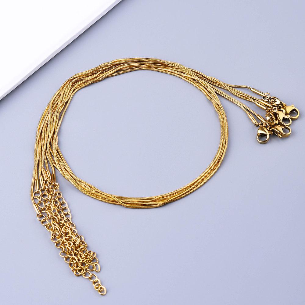 0.9mm 1.2mm 1.5mm 2.0mm Good Quality 18K PVD Gold Plated Stainless Steel Trendy Necklace Round Snake Chain Gift