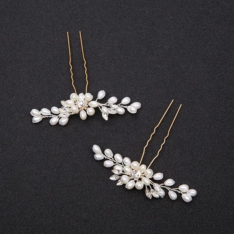White Fashion Wedding Style Hair Bridal Hair Stick Floral Hairpin Beautiful Headdress Plait Hair Clip Accessories for Women