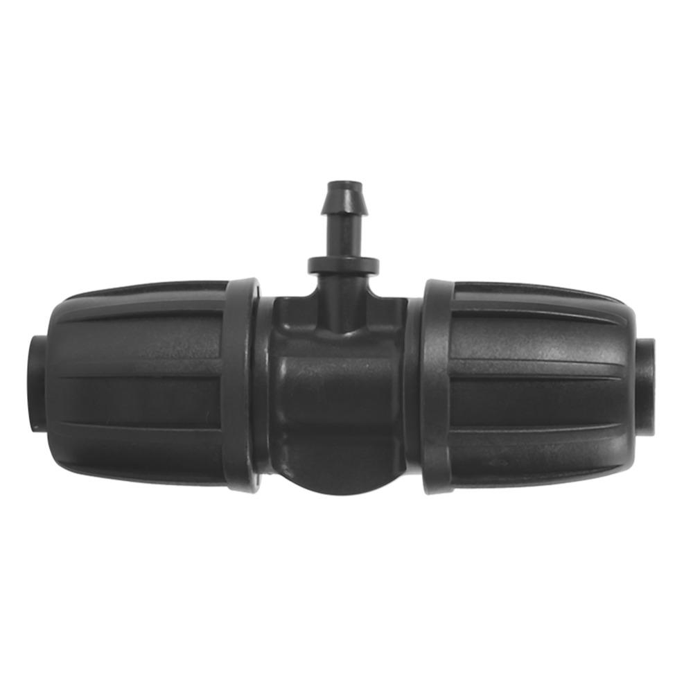 25PCS Black Lock Barbed Tee Connector POM 16mm To 4/7mm Tee Connector Greenhouse Watering