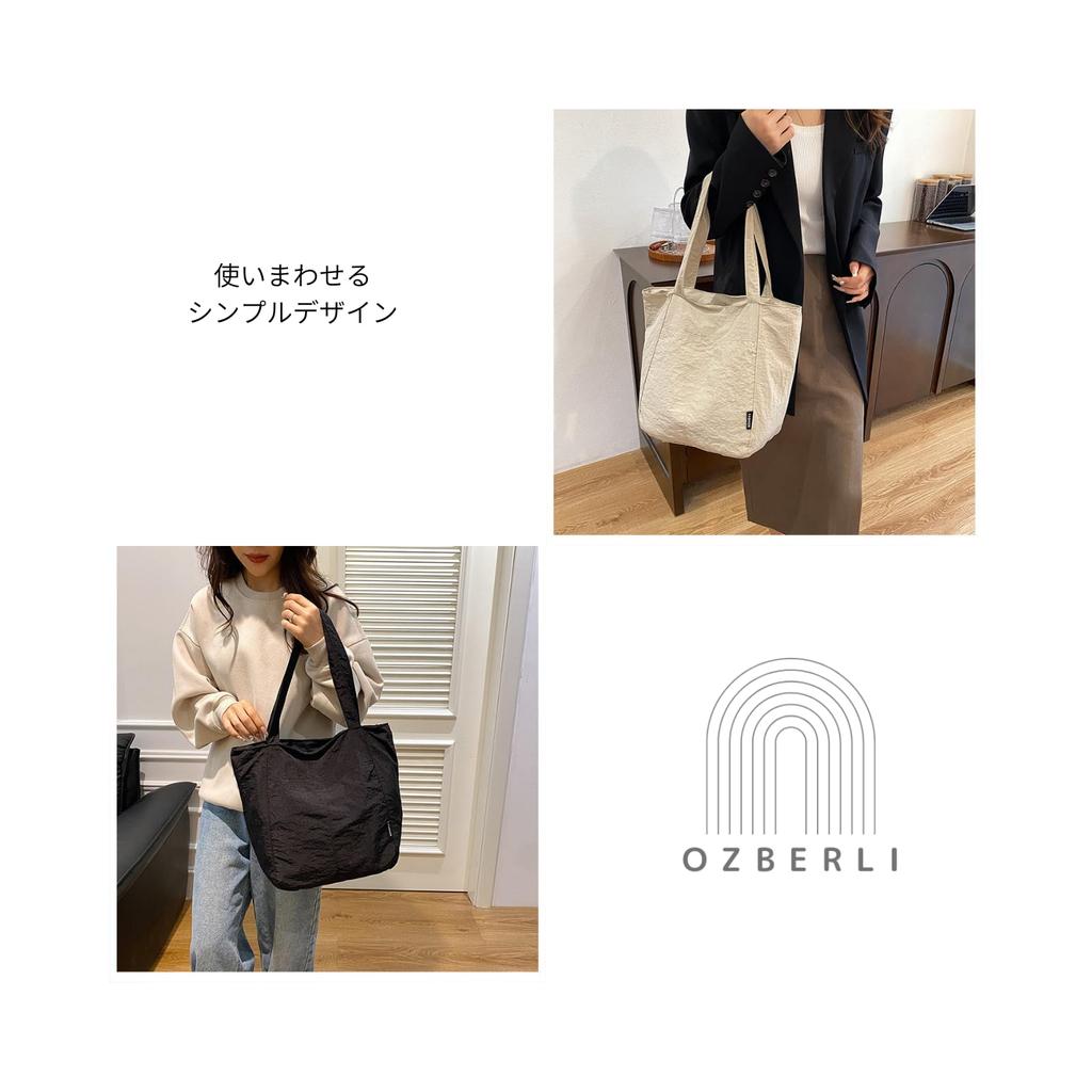 OZBERLI Women's Zippered Tote Bag, Lightweight, Large Capacity, Shoulder Bag, Stylish, A4 Size, Mother's Tote Bag, Commuter Bag, Cute Tote Bag,