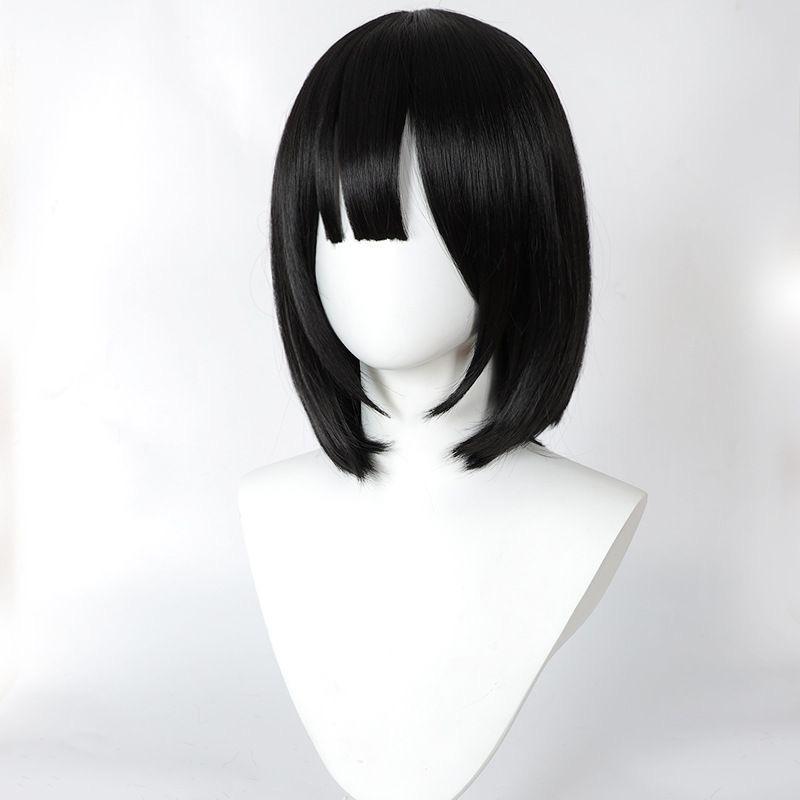 Anime Cosplay Wig, Qiao Ling Black Bob Short Hair High-Temperature Fiber Synthetic Hairpiece