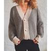 Striped Knitted Cardigan Women's Loose Sweater Single Breasted Buckle Casual Long Sleeved Jacket Warm Comfortable Commuter Tops Autumn and Winter