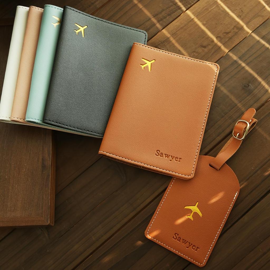 Personalized Artificial Leather Passport Holder Custom Name Foldable Lightweight Luggage Tag Ideal for Outings and Travel Gifts