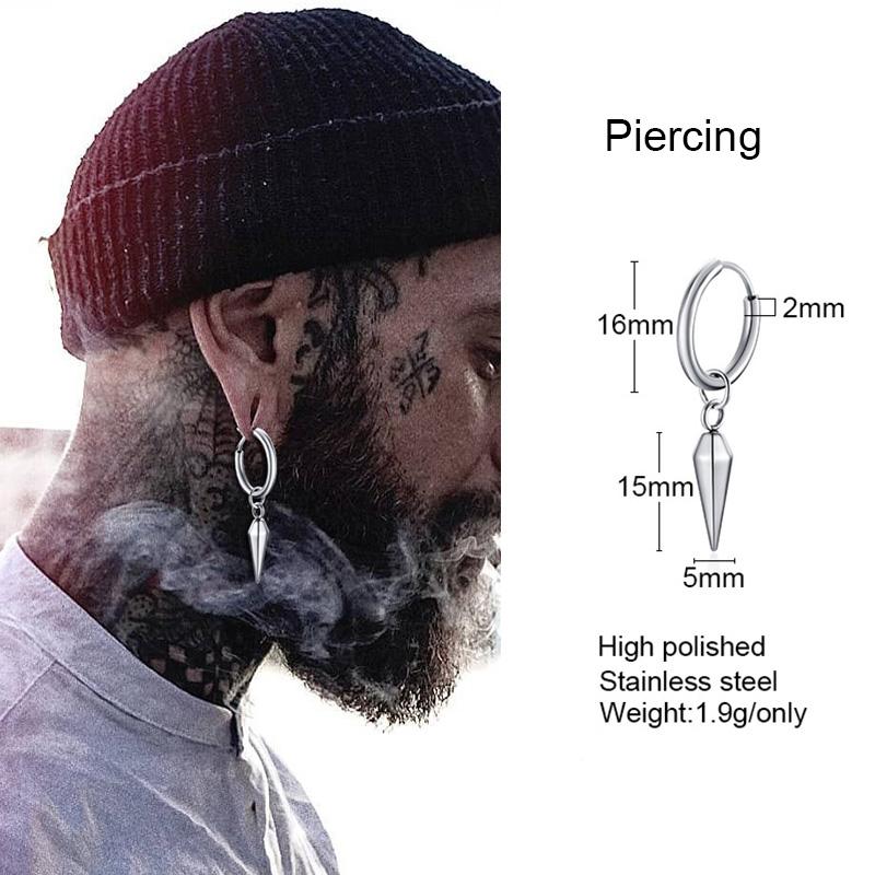 Lightning Bolt Charm Hoop Huggie Copper Color Earrings for Men Stainless Steel Hinge Hoops Lightnings