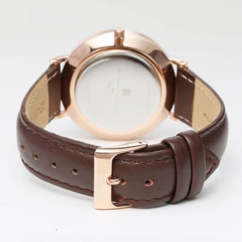 Authentic Salvatore Marra Wristwatch SM22102-PGGR, Water Resistant, Date and Day Display, Leather Strap, PGGR