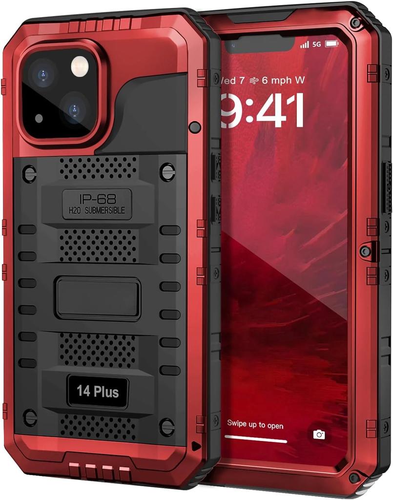 Per iPhone 16 15 14 13 12 11 Pro Max XS XR 8 7 6 Plus Custodia blindata in metallo resistente all'acqua IP68 Cover antiurto Pellicola protettiva per schermo