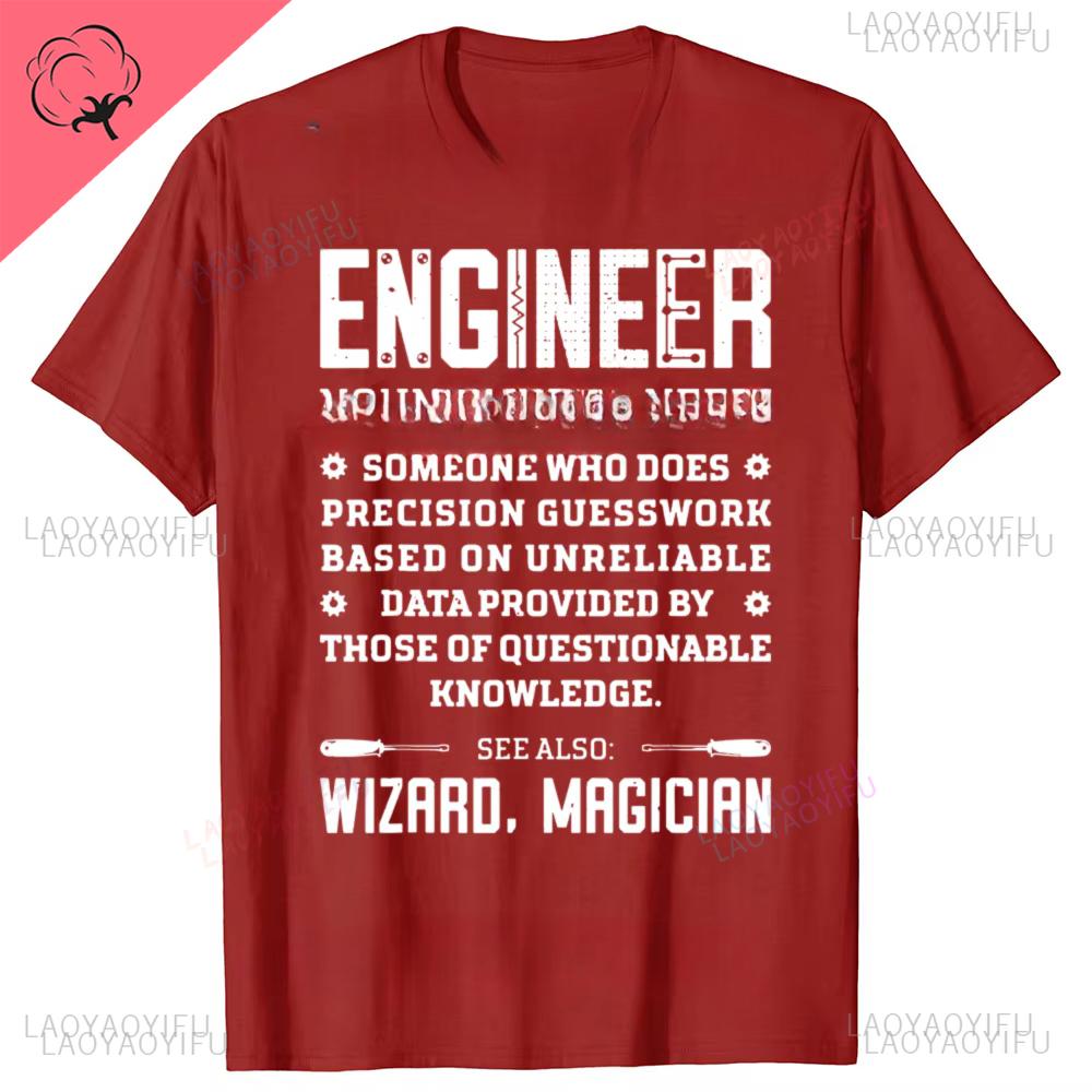 Engineer Definition Funny Noun Engineering Dictionary Term Cotton T Shirts Men Streetwear Tee Short Sleeve Unisex Loose Clothing