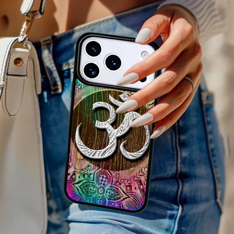 Aum Om Namaste Symbol Floral Zen Yoga Phone Case For iPhone 17 Air 14 15 13 12 Max Cover For Apple 16 16e 11 Pro Max Plus Coque