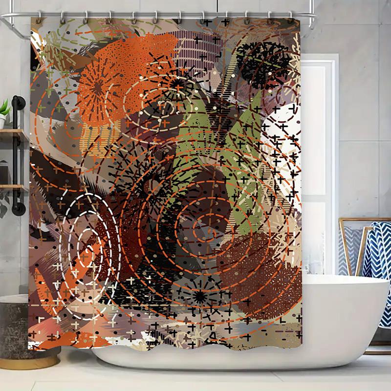 

Artistic Dog Print Shower Curtain Yellow Black Pug Design for Bathroom Decor 90x180cm