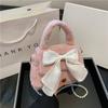 Charming Fluffy Crossbody Purse For Girls Sweet Plush Bag With Bow Street Style