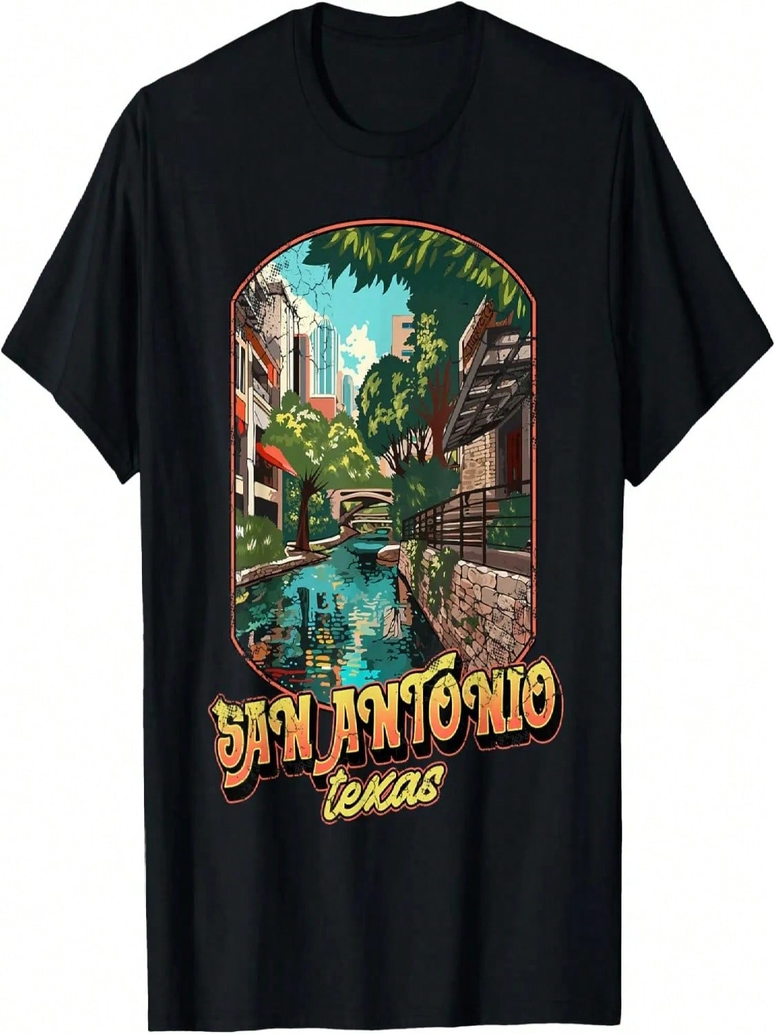 San Antonio Texas City Design Distressed T-Shirt S