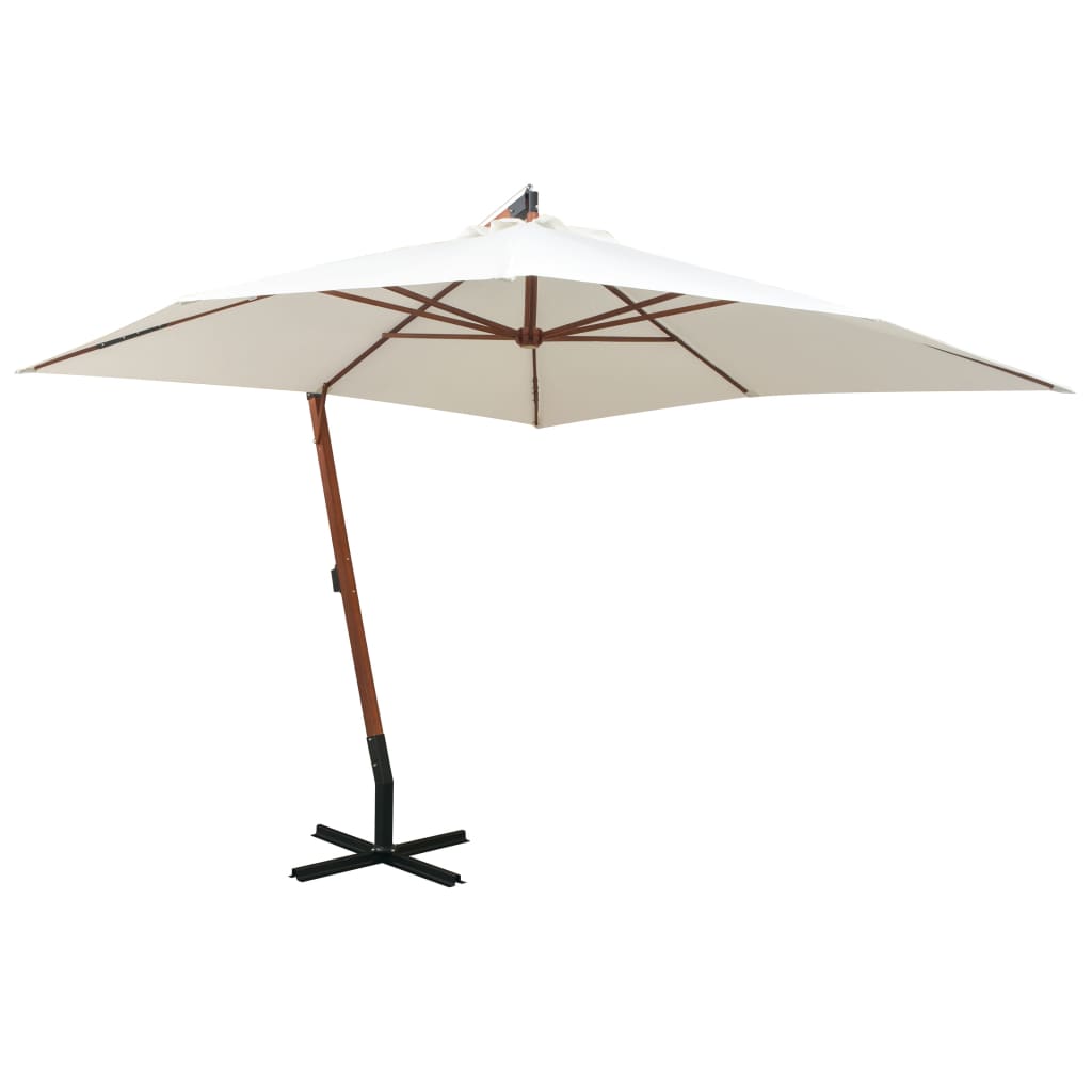 Umbrella 300x300 Cm Wooden Mast White